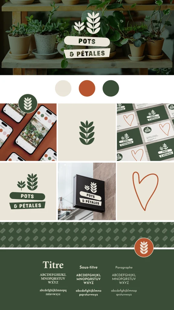 Identité visuelle et charte graphique de Pots & Pétales